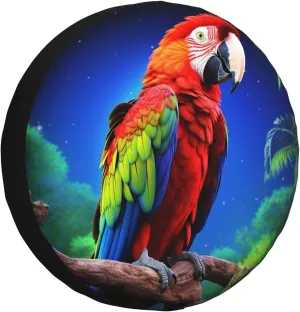 Parrot Tire Cover Outdoor Waterproof Snow Sun Rain Wheel Cover Portable Wheel Bags Camper Spare Tire Cover Universal Car Tire Protectors for Trailer RV SUV