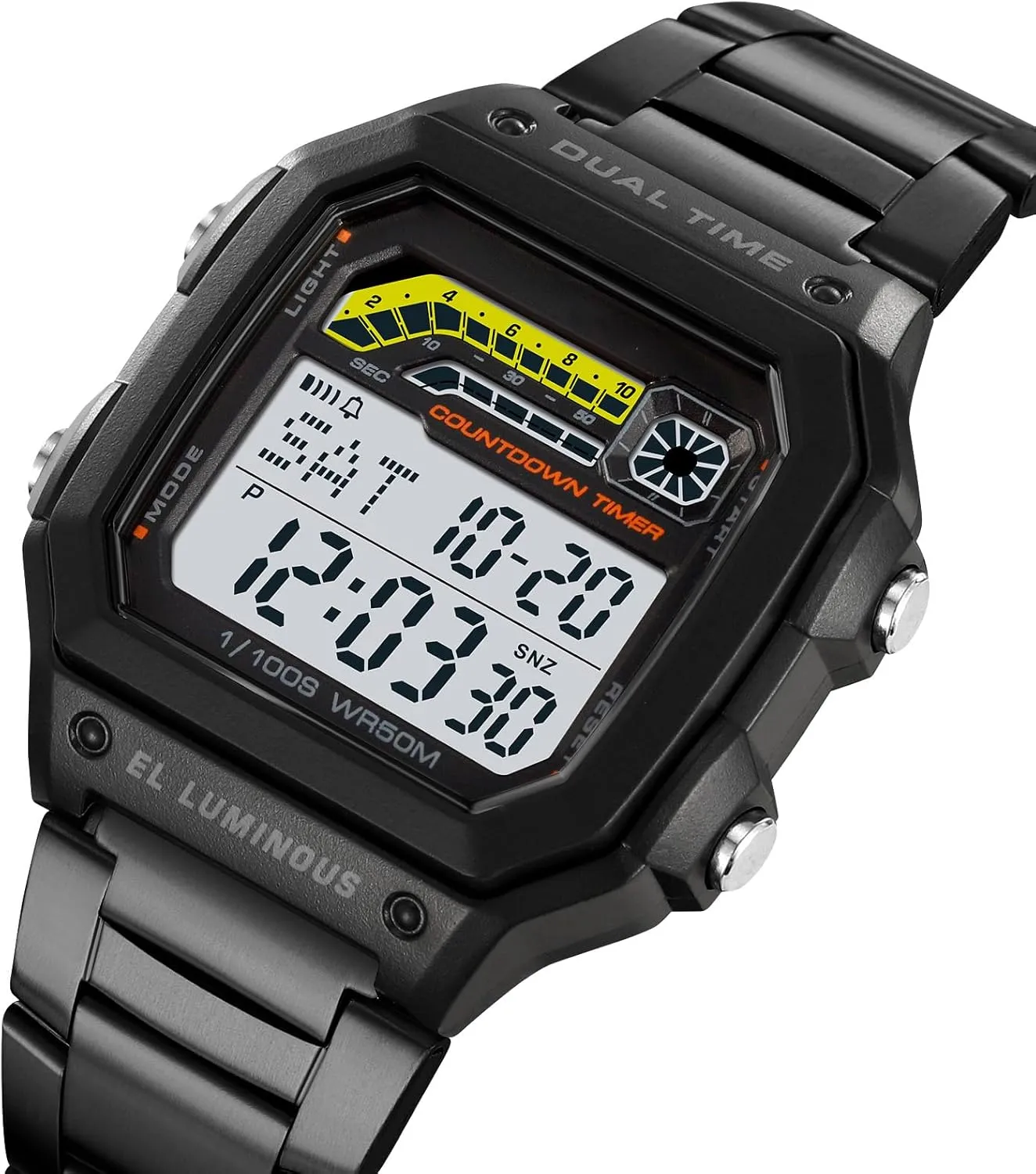 PASOY Men's Digital Multi-Function Watches Dual Time Alarm Stopwatch Countdown Backlight Waterproof Watch