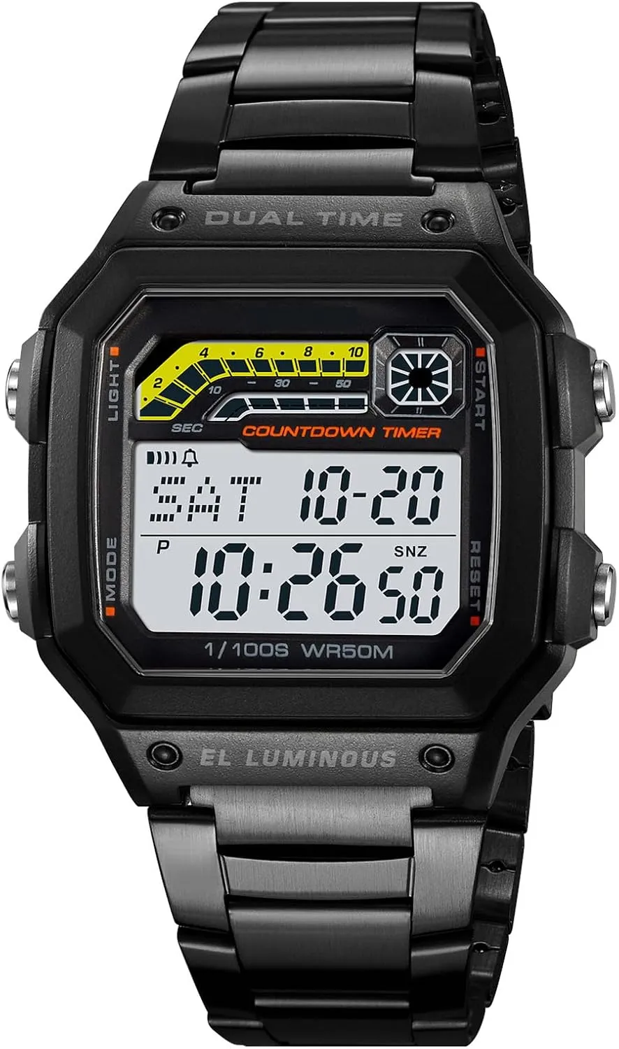 PASOY Men's Digital Multi-Function Watches Dual Time Alarm Stopwatch Countdown Backlight Waterproof Watch