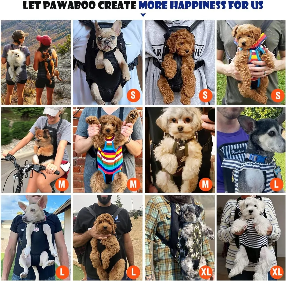 Pawaboo Pet Carrier Backpack, Adjustable Pet Front Cat Dog Carrier Backpack Travel Bag, Legs Out, Easy-Fit for Traveling Hiking Camping for Small Medium Dogs Cats Puppies, Small, Colorful Strips