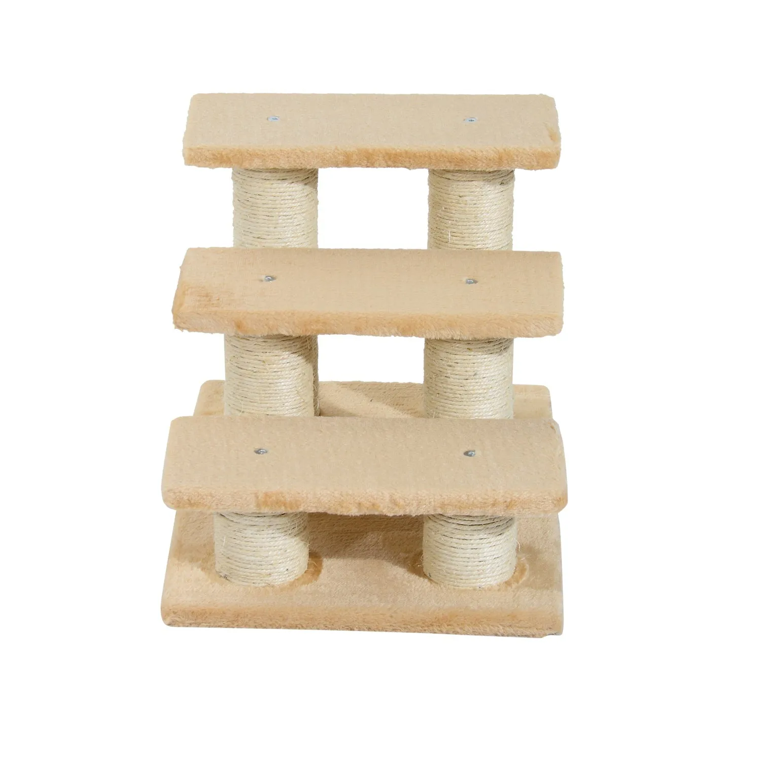 PawHut Cats 3-Tier Particle Board Stair Scratch Tree Beige