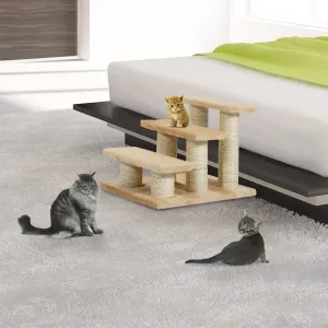 PawHut Cats 3-Tier Particle Board Stair Scratch Tree Beige