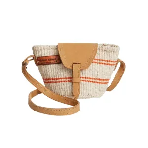 Peace Petite Handmade Sisal African Crossbody Bag, Hand Woven Market Economical Grocery Shopping Bags with Leather Strap Handles and Zipper Closure, Summer Beach Handbag, Straw Shoulder Purse for Women Travel