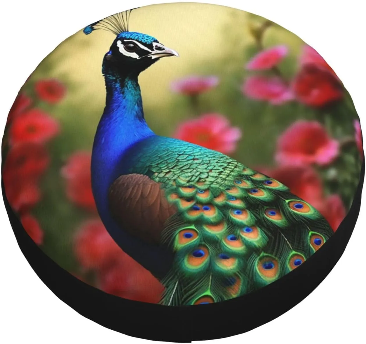 Peacock Flowers Tire Cover Outdoor Waterproof Snow Sun Rain Wheel Cover Portable Wheel Bags Camper Spare Tire Cover Universal Car Tire Protectors for Trailer RV SUV