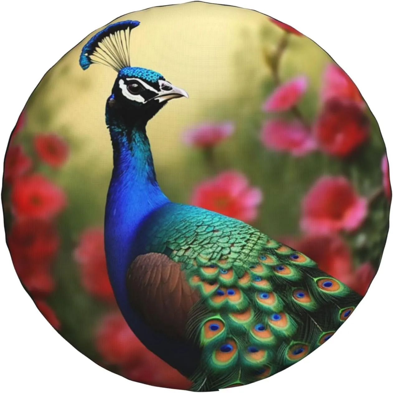 Peacock Flowers Tire Cover Outdoor Waterproof Snow Sun Rain Wheel Cover Portable Wheel Bags Camper Spare Tire Cover Universal Car Tire Protectors for Trailer RV SUV