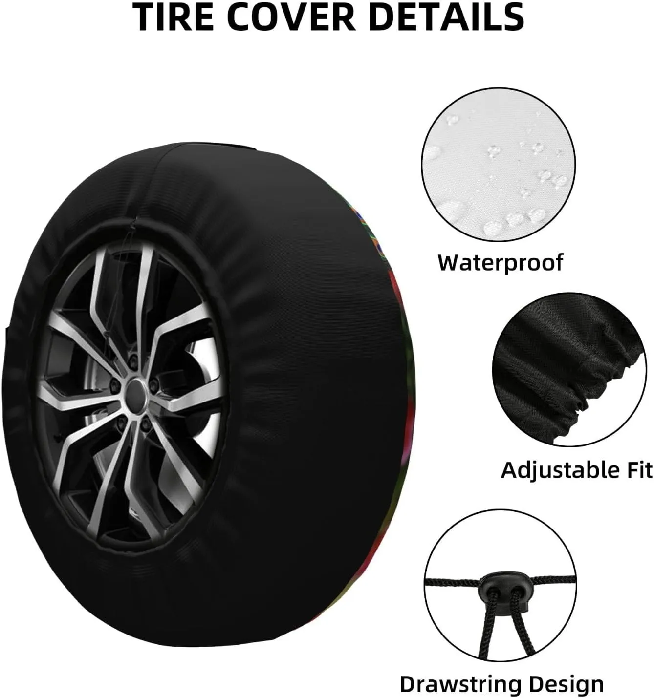 Peacock Flowers Tire Cover Outdoor Waterproof Snow Sun Rain Wheel Cover Portable Wheel Bags Camper Spare Tire Cover Universal Car Tire Protectors for Trailer RV SUV