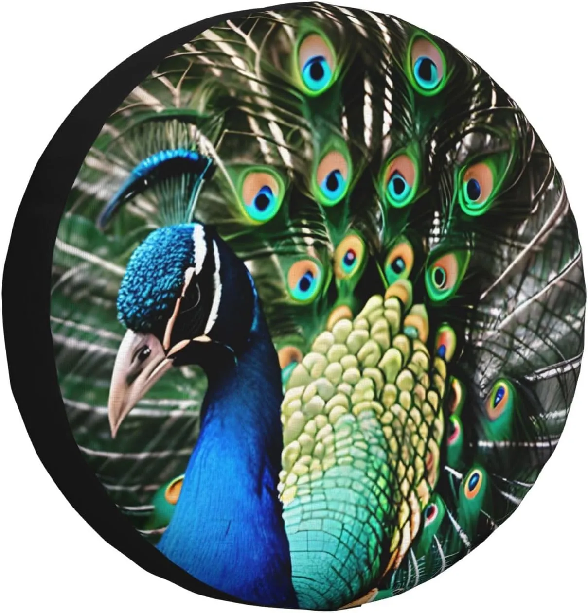 Peacock Tire Cover Outdoor Waterproof Snow Sun Rain Wheel Cover Portable Wheel Bags Camper Spare Tire Cover Universal Car Tire Protectors for Trailer RV SUV