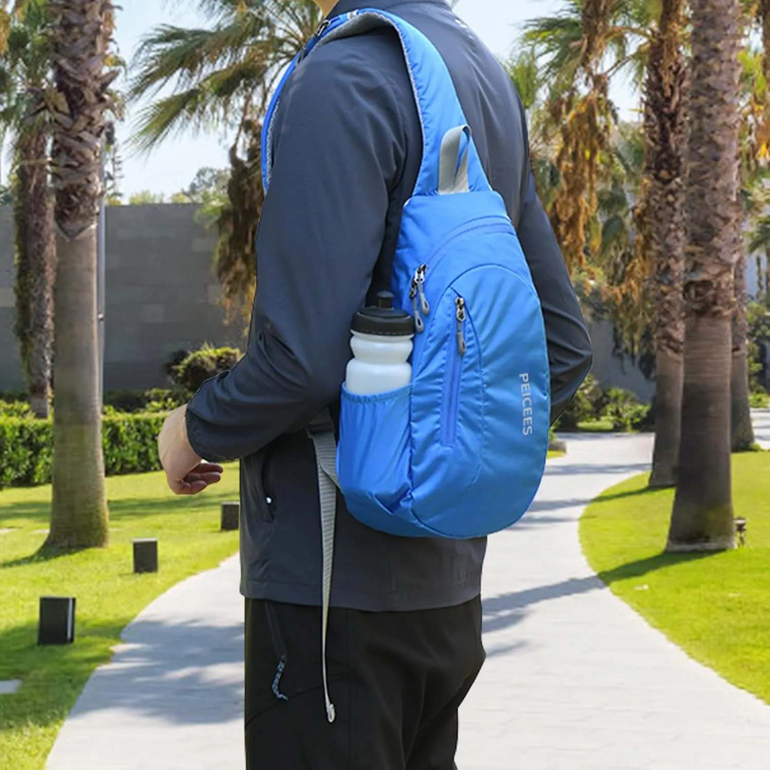 Peicees Sling Bags Men Women Shoulder Backpack Small Cross Body Chest Sling Backpack, Blue