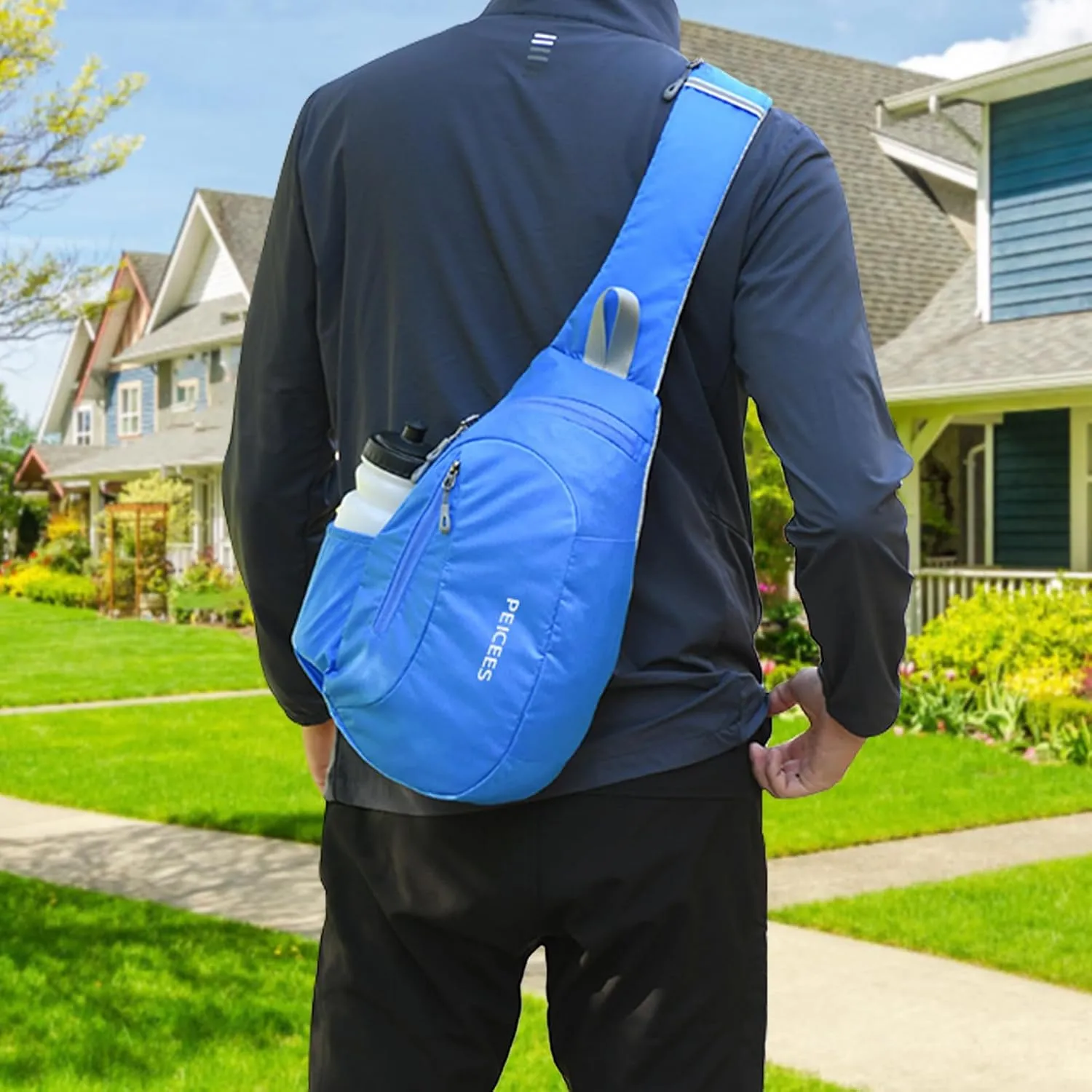 Peicees Sling Bags Men Women Shoulder Backpack Small Cross Body Chest Sling Backpack, Blue