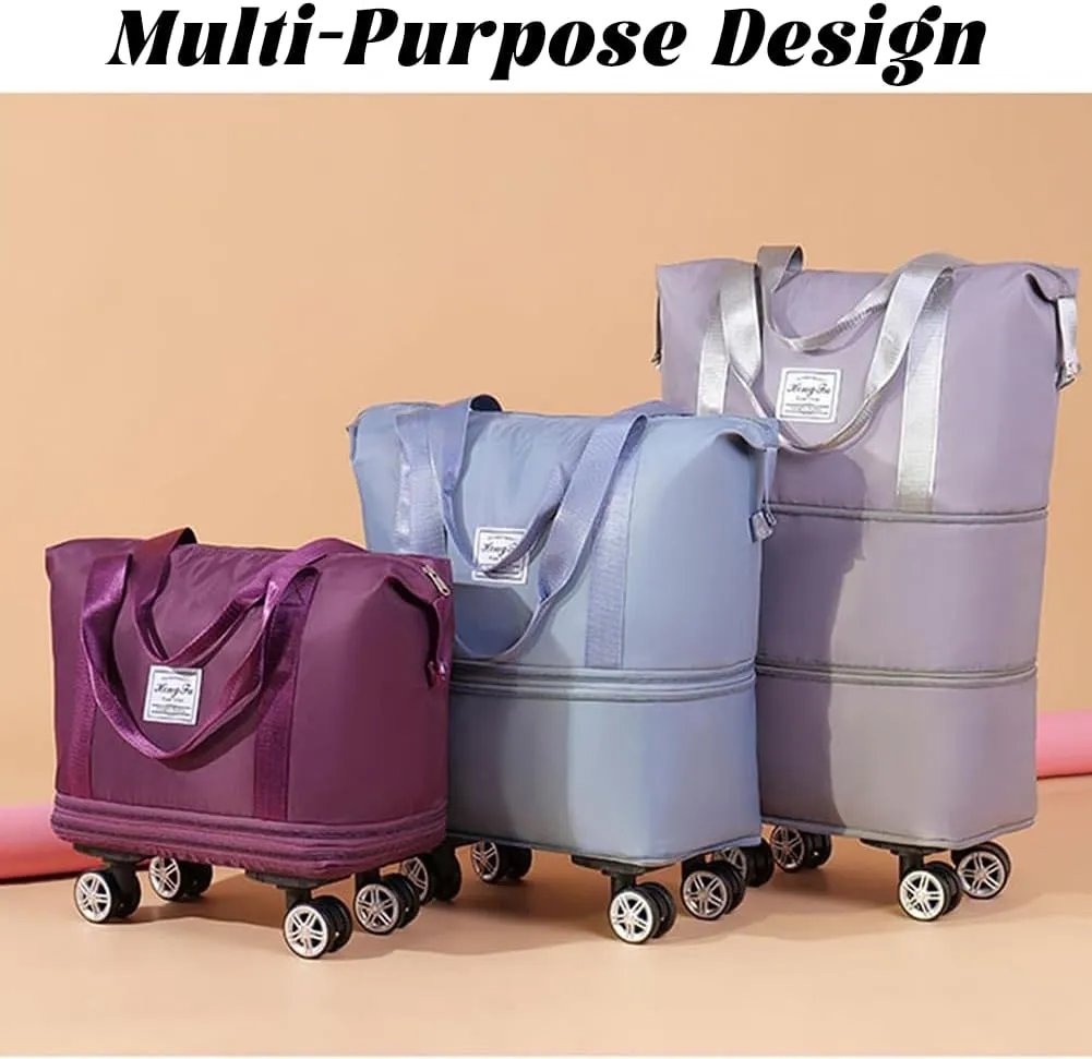 Pepepo Travel Bag with Wheels, 2025 New Large Capacity Travel Bag - Universal Wheel Removable for Travel & Business Trip, Expandable Foldable Rolling Duffle Bags with Wheels for Women & Men (A-Blue)