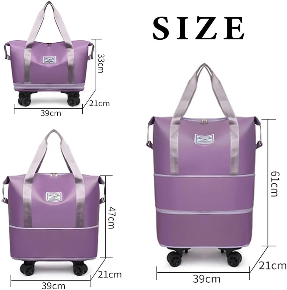 Pepepo Travel Bag with Wheels, 2025 New Large Capacity Travel Bag - Universal Wheel Removable (Light blue)