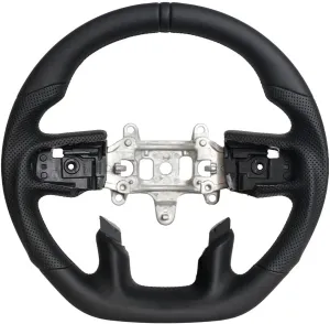 Perforated Leather Grip Steering Wheel, D-Shaped Flat-Bottom Full Leather Steering Wheel Fit for Dodge Ram TRX 1500 2019-2024(With Paddle Shifter Holes)