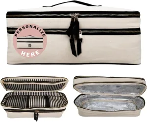 Personalized Hair Tools Travel Bag | Curling Iron Travel Case with Monogramming Heat Resistant | Traveling Case for Grooming Supplies | Hair Straightener Pouch for Hot Tools for Women | Cream