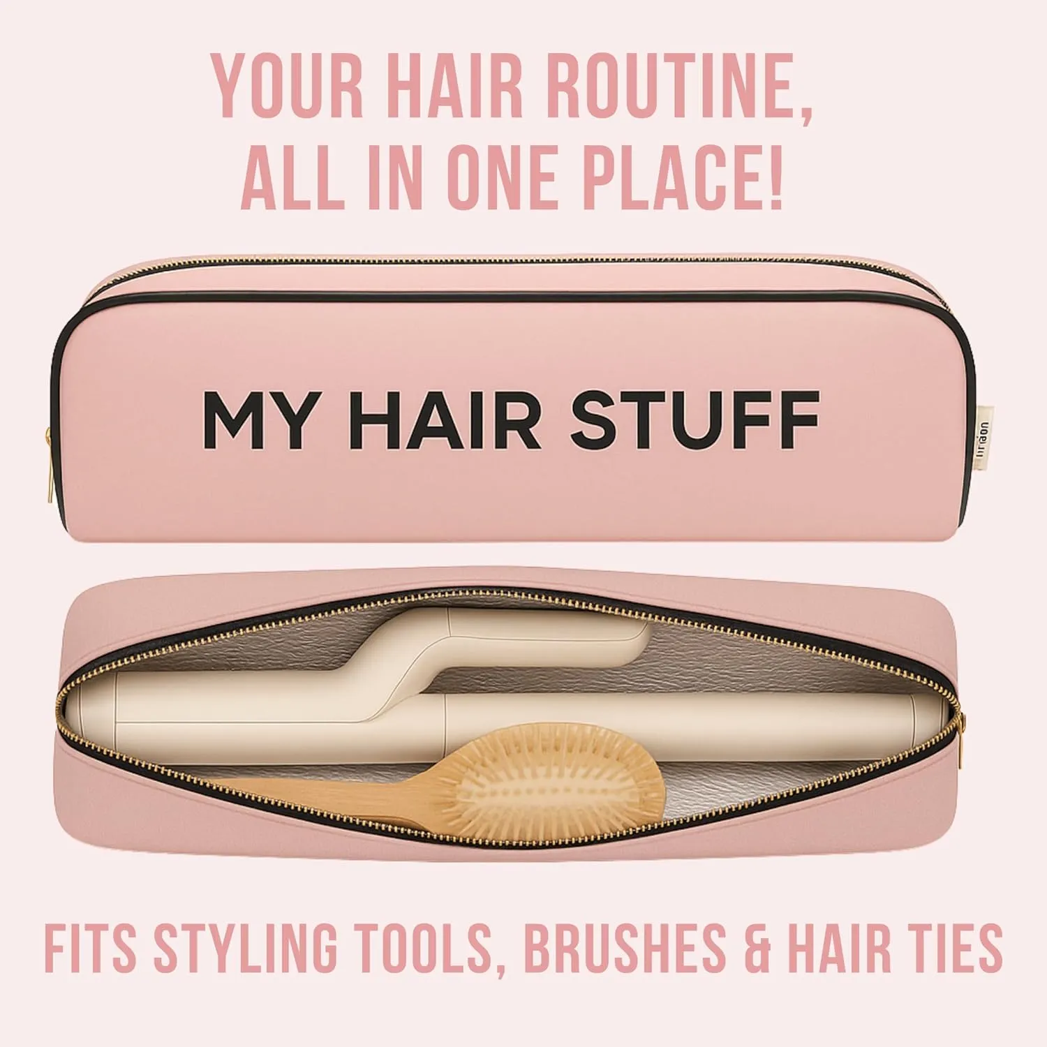 Personalized Hair Tools Travel Bag | Curling Iron Travel Case with Monogramming Heat Resistant | Traveling Case for Grooming Supplies | Hair Straightener Pouch for Hot Tools for Women | Pink