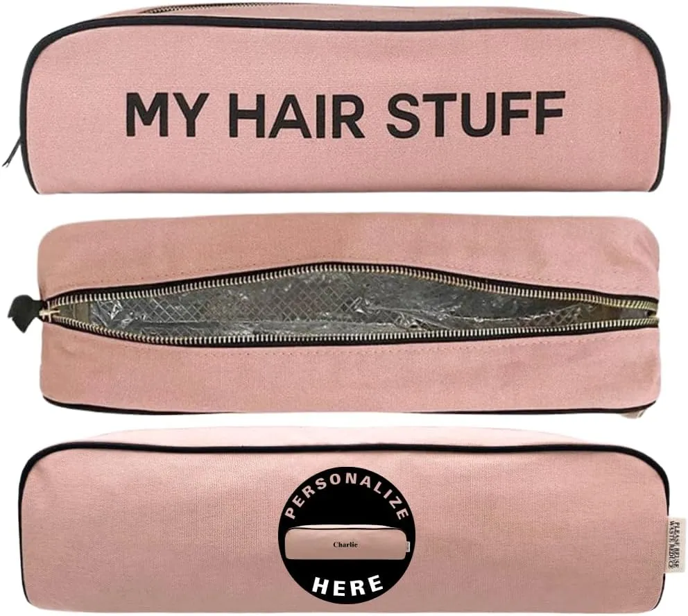 Personalized Hair Tools Travel Bag | Curling Iron Travel Case with Monogramming Heat Resistant | Traveling Case for Grooming Supplies | Hair Straightener Pouch for Hot Tools for Women | Pink