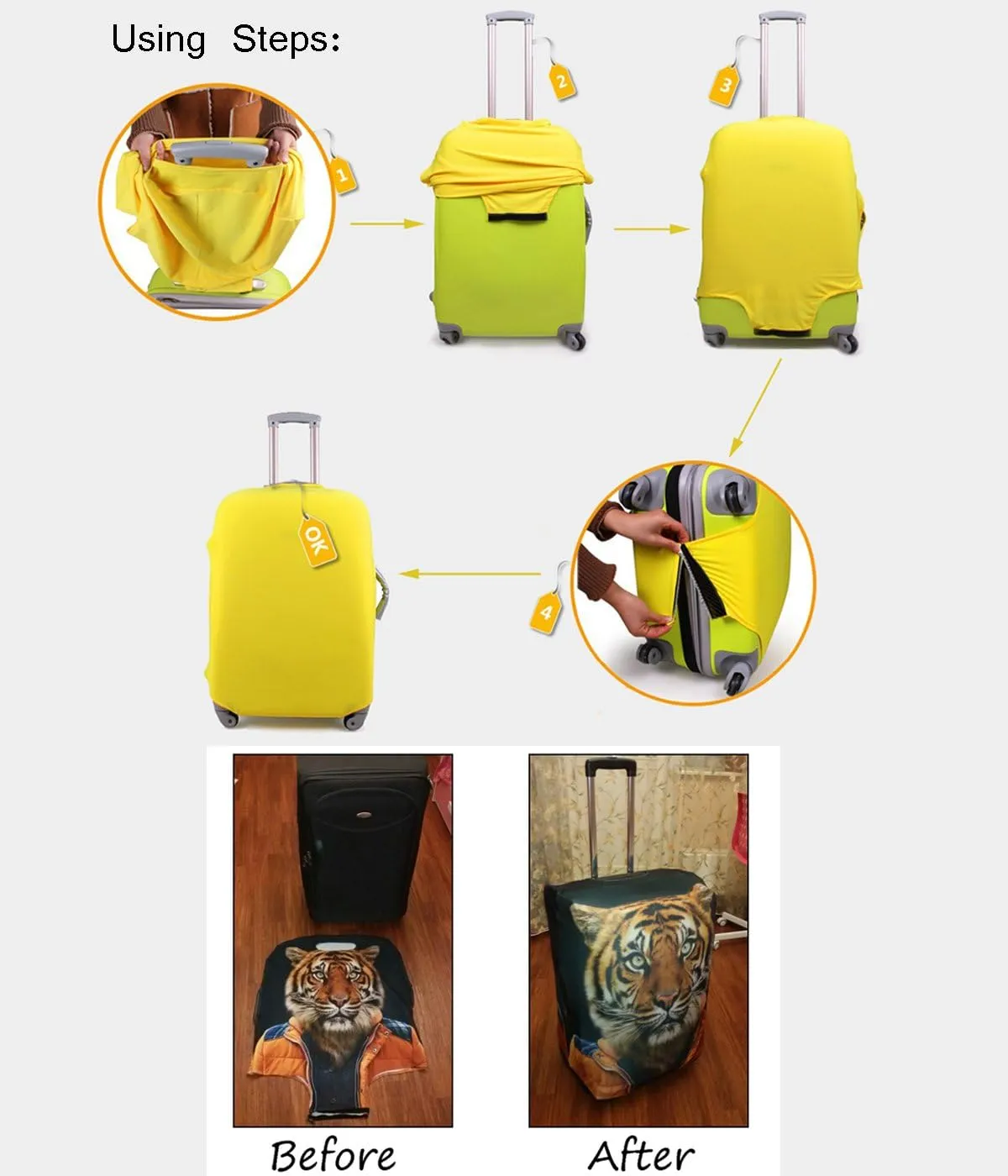 Personalized Luggage Cover Spandex Suitcase Protector Washable Travel Baggage Covers