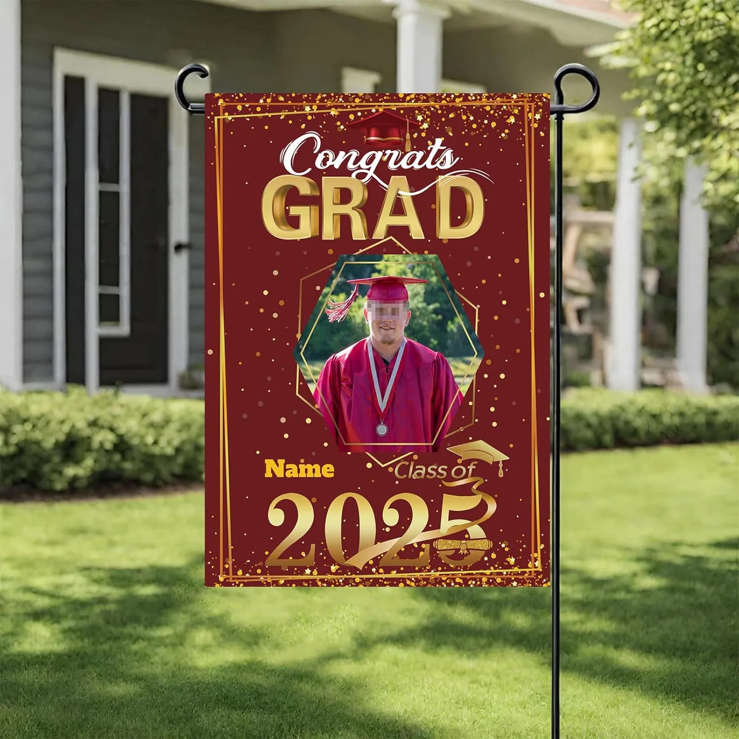 Personalized raduation arden Fla 2025 Conratulation rad Yard Sin Home Fla for raduation Party Ceremony(Dark reen)