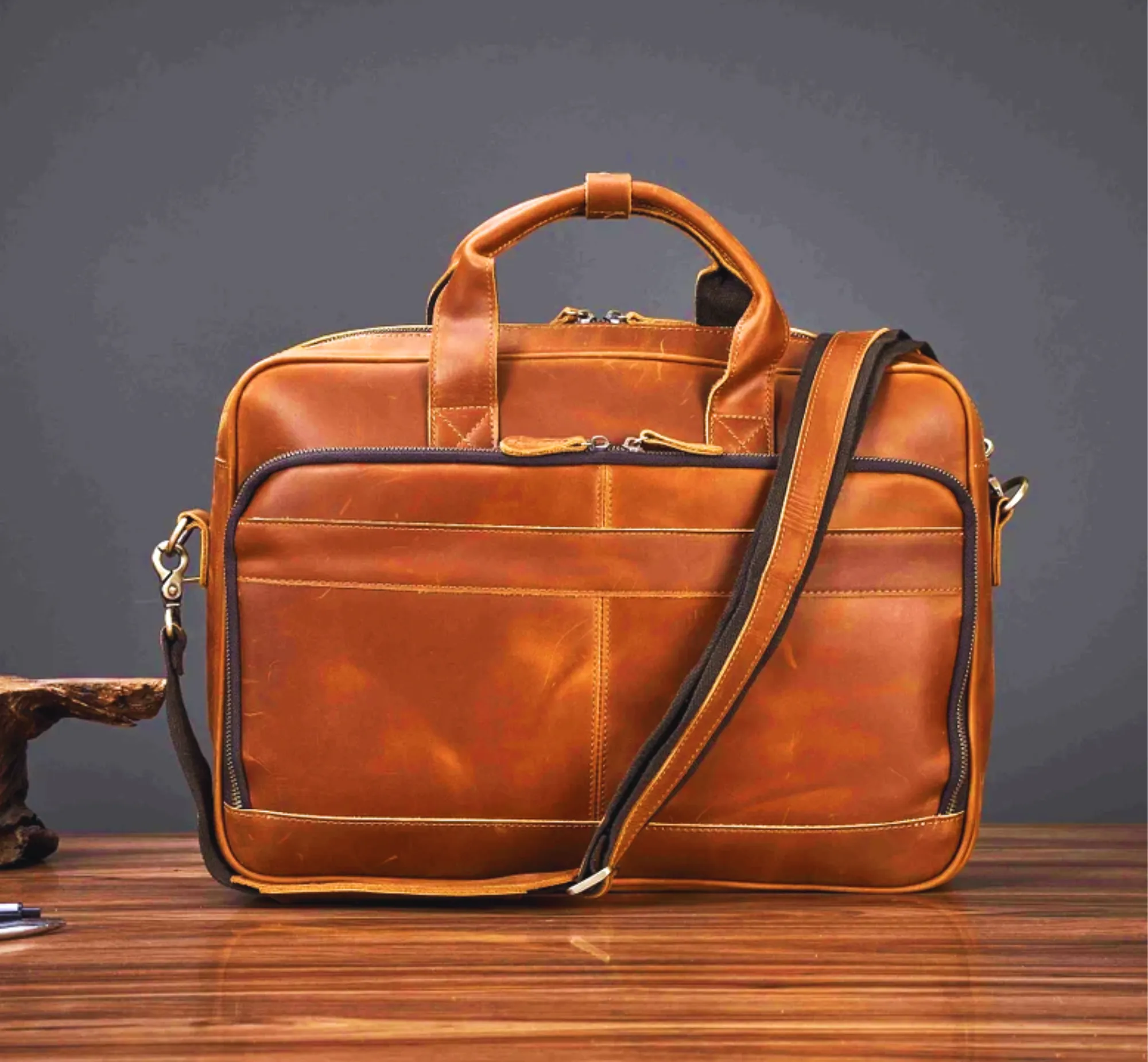 Personalized Vintage Leather Briefcase Bag, Best Gift For Him