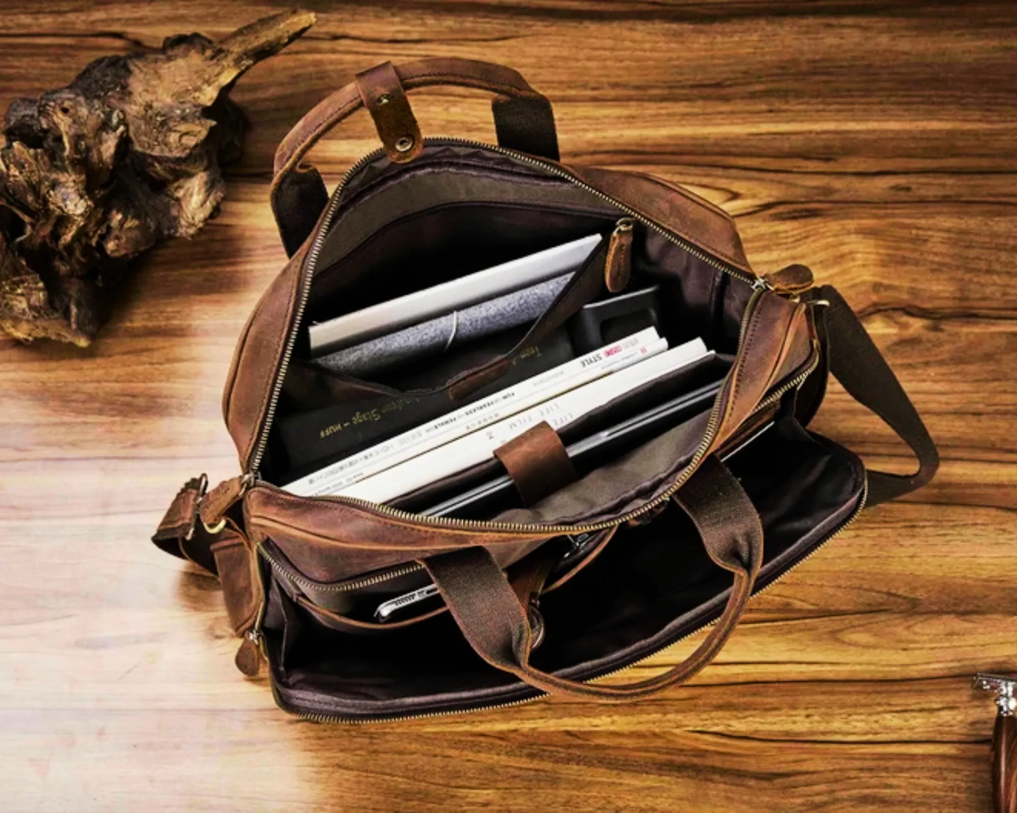 Personalized Vintage Leather Briefcase Bag, Best Gift For Him