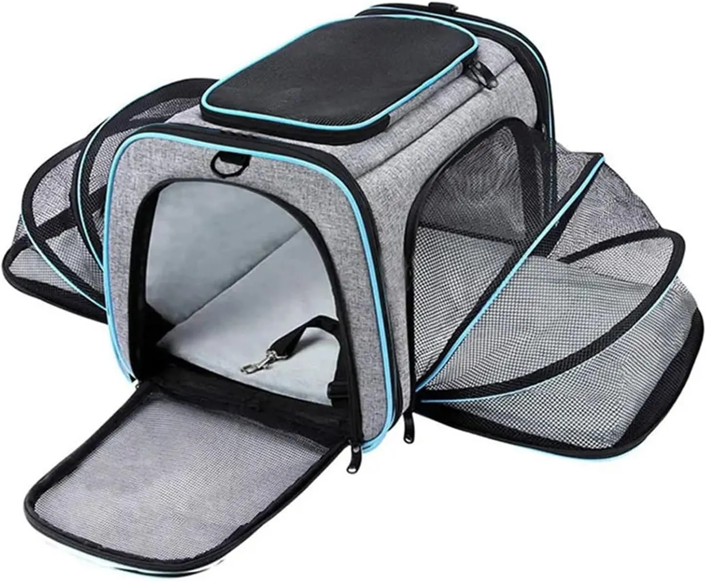 Pet Backpack Portable Breathable Foldable Shoulder Bag Cat and Dog Backpack Travel Pet Handbag Transport Bag(Blue,M)