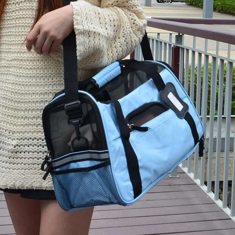 Pet Carrier Bag Cat Travel Bag Dog Outgoing Bag Foldable pet Bag Car pet Bag Pet Handbag Breathable cat Bag Cat Carrier Bag for Small Pets (Black, M:47X25X33CM/18.5"X9.8"X13")