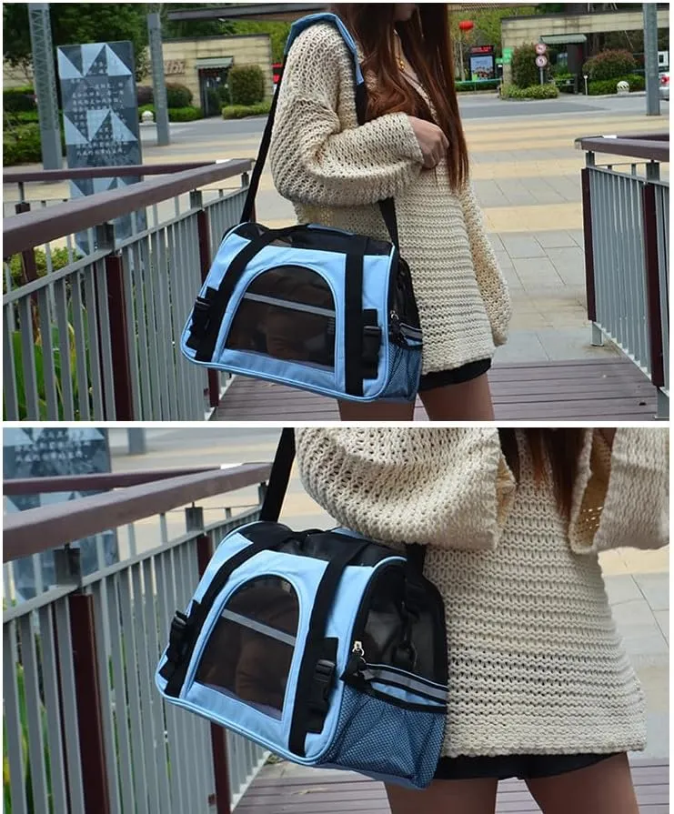 Pet Carrier Bag Cat Travel Bag Dog Outgoing Bag Foldable pet Bag Car pet Bag Pet Handbag Breathable cat Bag Cat Carrier Bag for Small Pets (Black, M:47X25X33CM/18.5"X9.8"X13")