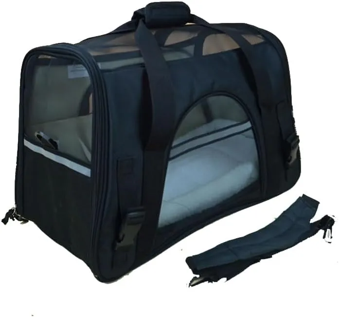 Pet Carrier Bag Cat Travel Bag Dog Outgoing Bag Foldable pet Bag Car pet Bag Pet Handbag Breathable cat Bag Cat Carrier Bag for Small Pets (Black, M:47X25X33CM/18.5"X9.8"X13")