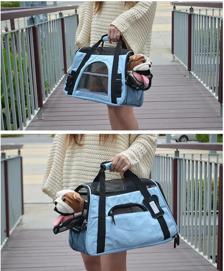 Pet Carrier Bag Cat Travel Bag Dog Outgoing Bag Foldable pet Bag Car pet Bag Pet Handbag Breathable cat Bag Cat Carrier Bag for Small Pets (Black, M:47X25X33CM/18.5"X9.8"X13")