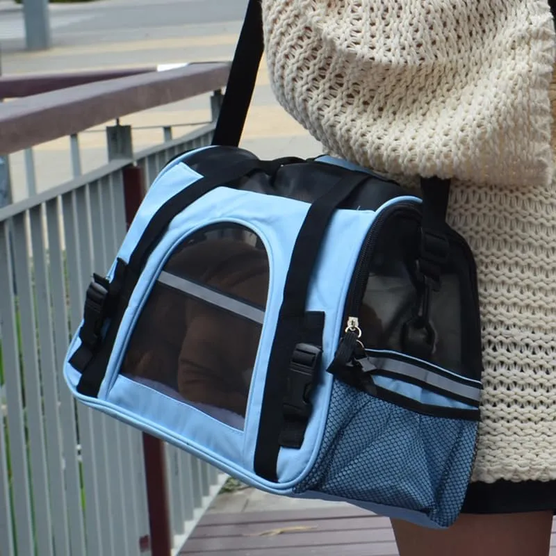 Pet Carrier Bag Cat Travel Bag Dog Outgoing Bag Foldable pet Bag Car pet Bag Pet Handbag Breathable cat Bag Cat Carrier Bag for Small Pets (Black, M:47X25X33CM/18.5"X9.8"X13")