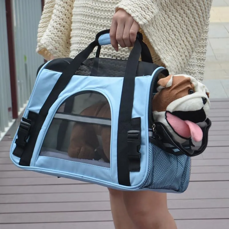 Pet Carrier Bag Cat Travel Bag Dog Outgoing Bag Foldable pet Bag Car pet Bag Pet Handbag Breathable cat Bag Cat Carrier Bag for Small Pets (Black, M:47X25X33CM/18.5"X9.8"X13")