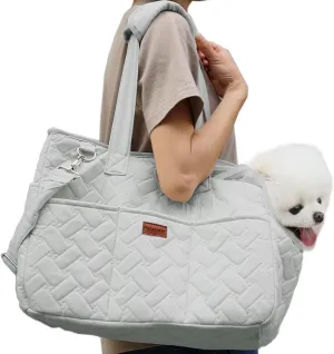 Pet Carrier Bag for Puppy,Grey,Woman Style,Cat Small Dog Carrier Handbag with Multiple Pockets,Breathable Mesh,Soft Cushion,Pets Tote Purse Picnic Travel Outdoor,7-15lbs