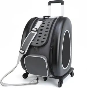 Pet Carrier on Wheels Wheeled Pet Trolley with Pocket, Pet Trolley Backpack, Portable Carrying Bag, Pet Carrier Backpack for Outdoor Hiking Pet Carrier