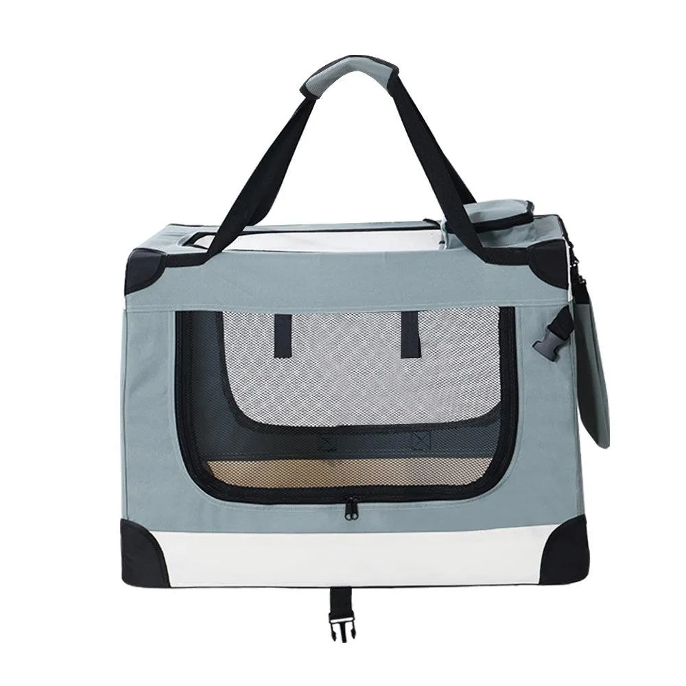 Pet Carrier Soft Crate Dog Cat Portable Foldable - Light Grey