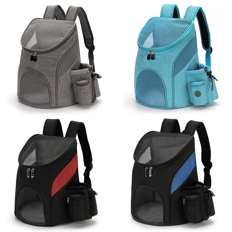 Pet Carriers Bag Cats Double Shoulder Bag Outdoor Travel Carrier Backpack With Safety Zippers Breathable Puppy Carrying Bag