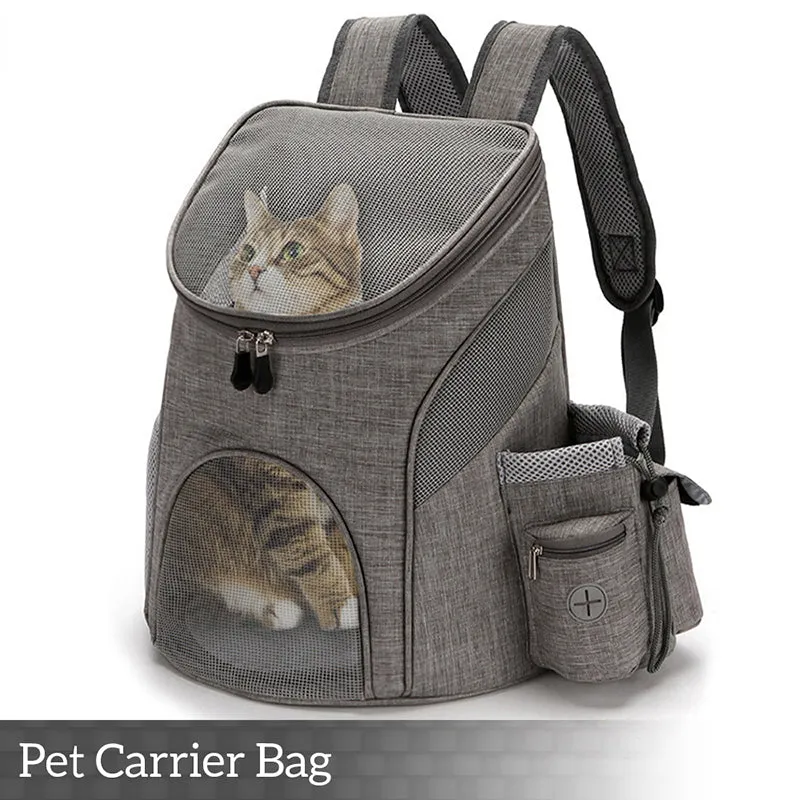 Pet Carriers Bag Cats Double Shoulder Bag Outdoor Travel Carrier Backpack With Safety Zippers Breathable Puppy Carrying Bag