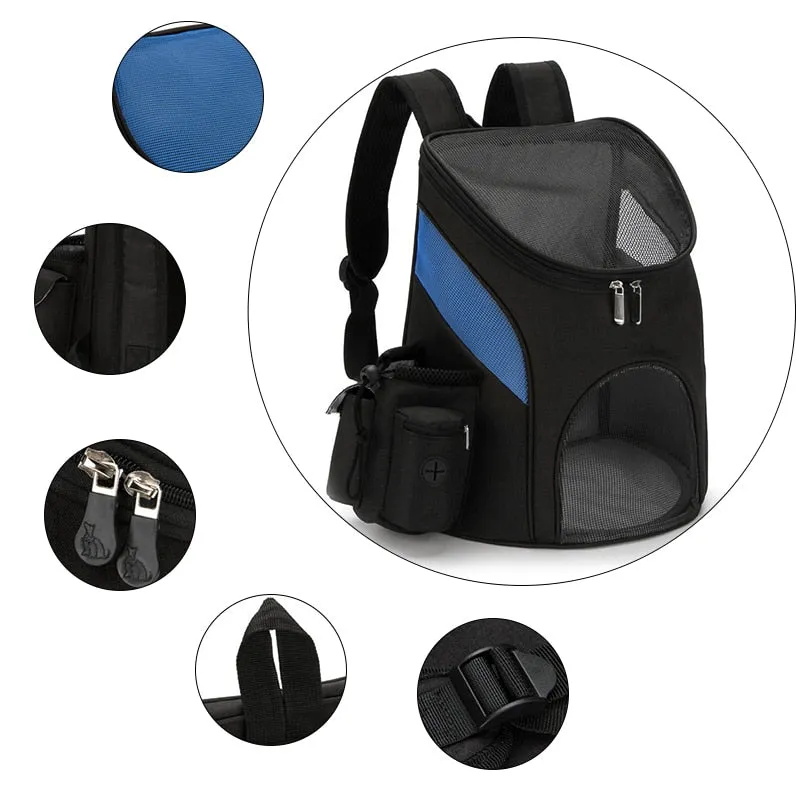 Pet Carriers Bag Cats Double Shoulder Bag Outdoor Travel Carrier Backpack With Safety Zippers Breathable Puppy Carrying Bag