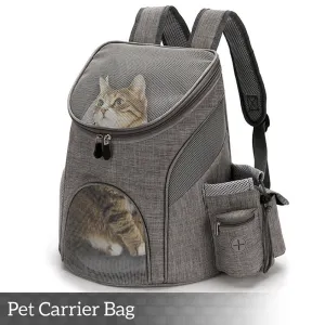 Pet Carriers Bag Cats Double Shoulder Bag Outdoor Travel Carrier Backpack With Safety Zippers Breathable Puppy Carrying Bag