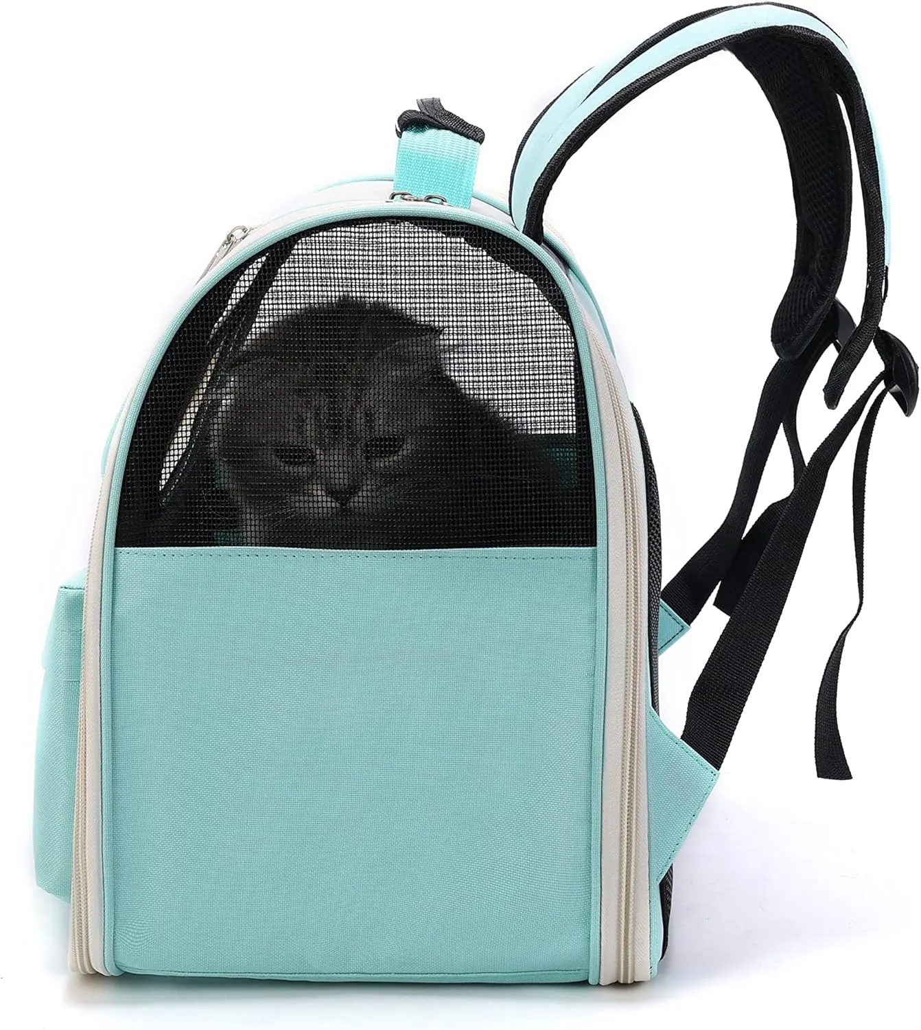 Pet Cute Foldable Capsule Backpack for Small, Medium Cats, Puppies, Dogs, Transparent, Breathable, Heat Resistant Carry Bag for Travel, Hiking, Camping (Purple)