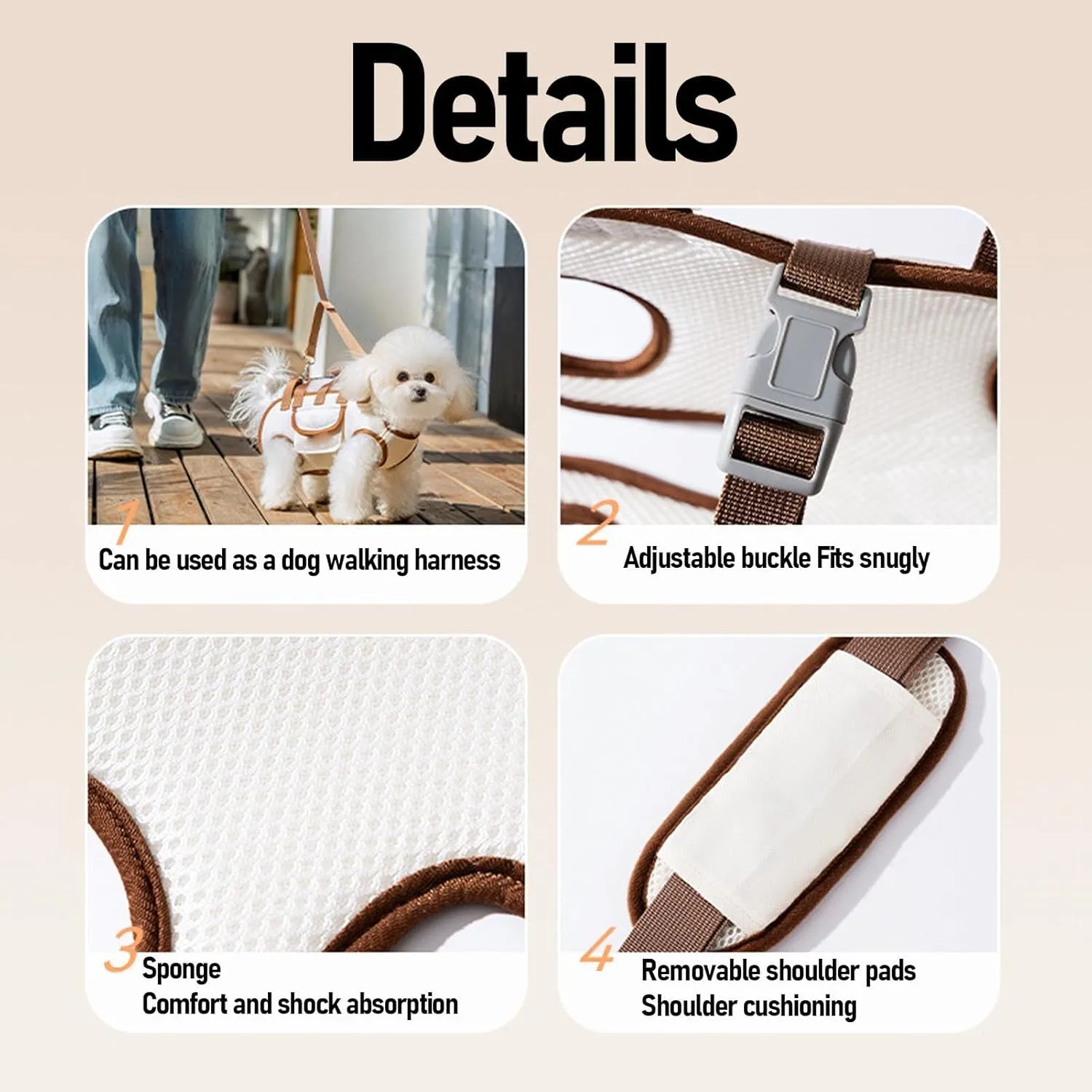 Pet Dog Sling Carrier, Dog Carry Sling Portable Breathable Multifunctional Harness Traction Travel Adjust Strap Sling Bag Carrier for Dogs Cats (XL)