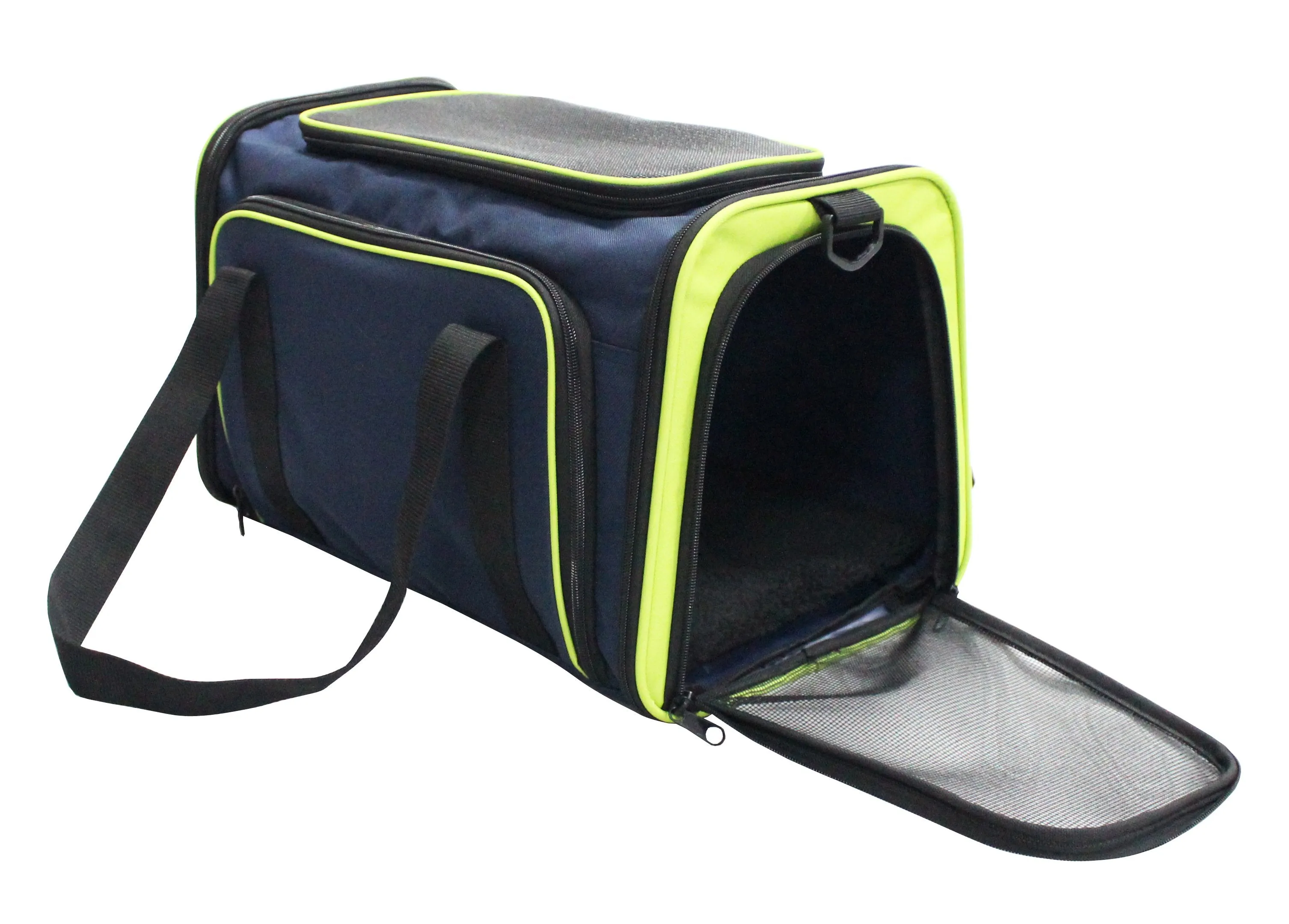 Pet Life Roomeo Folding Collapsible Airline Approved Pet Dog Carrier Crate: Color Blue