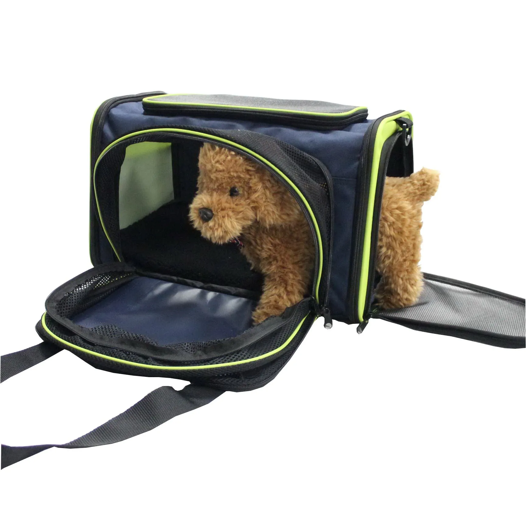 Pet Life Roomeo Folding Collapsible Airline Approved Pet Dog Carrier Crate: Color Blue