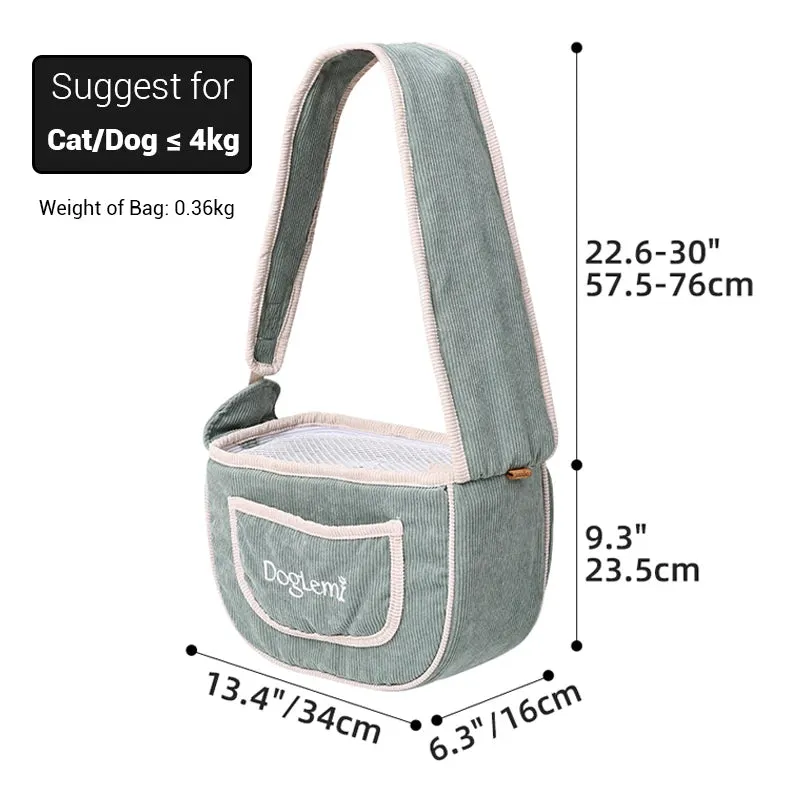 Pet Shoulder Bag - Lightweight Corduroy Travel Carrier