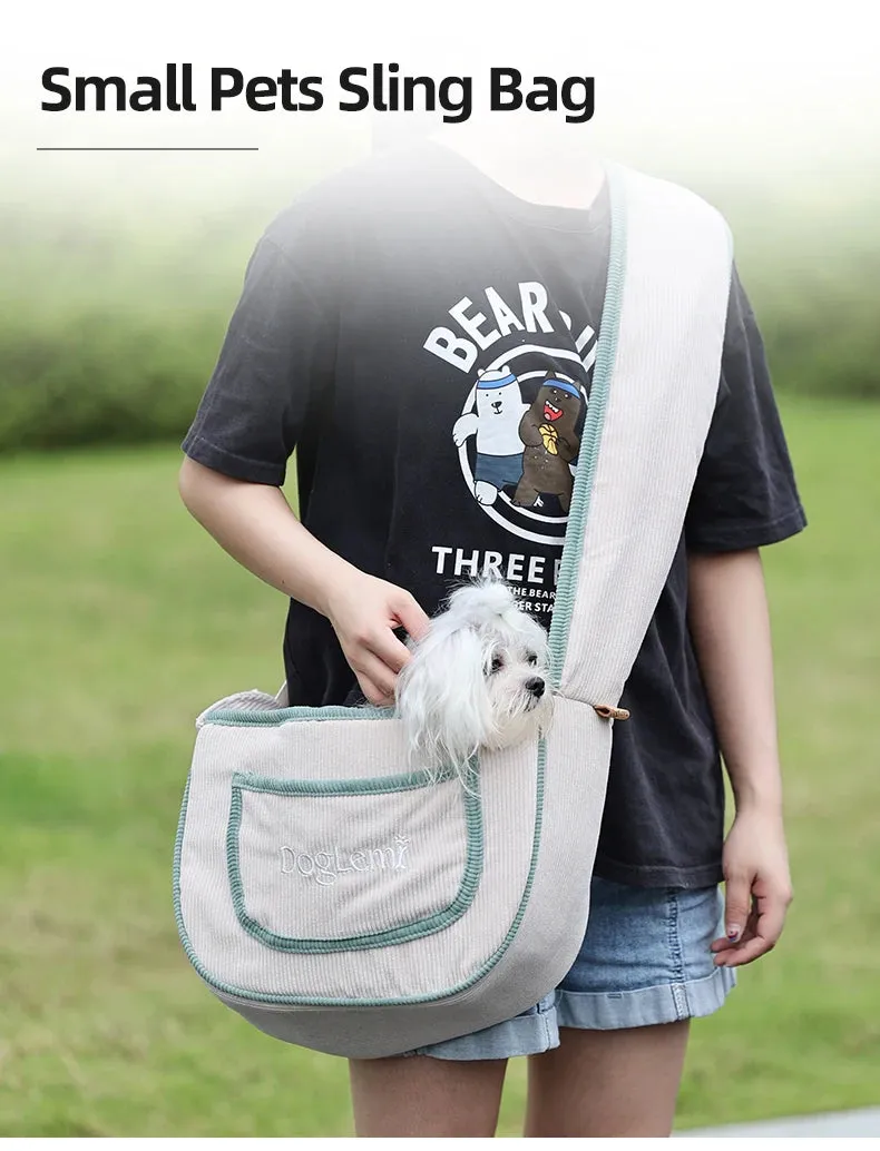 Pet Shoulder Bag - Lightweight Corduroy Travel Carrier