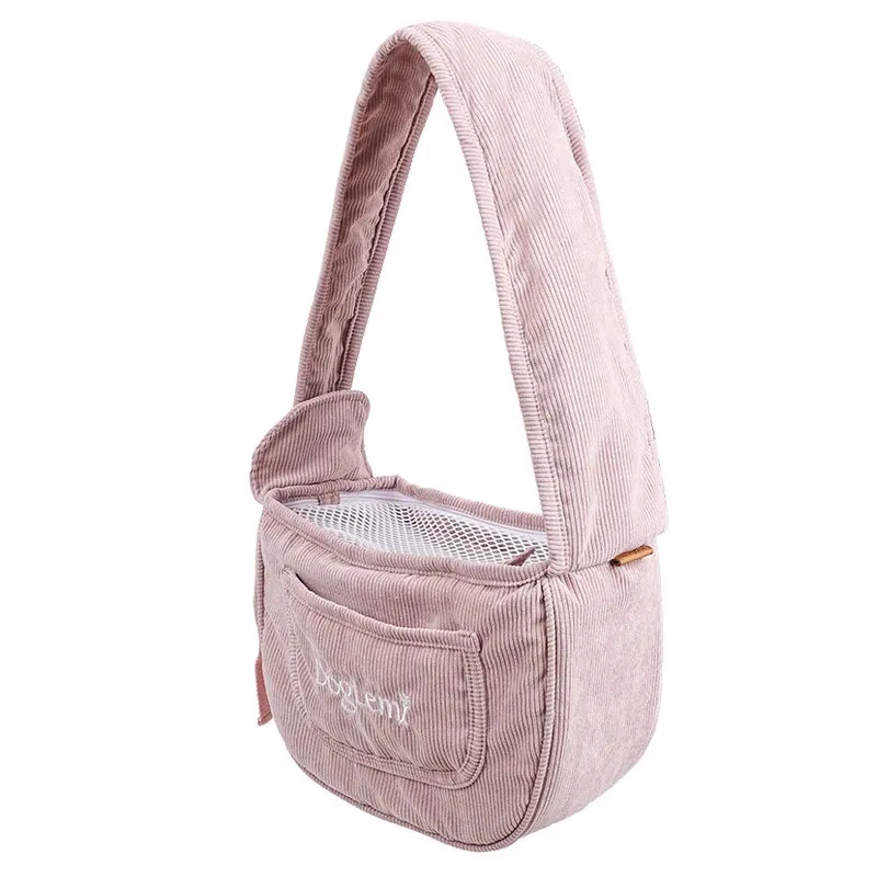 Pet Shoulder Bag - Lightweight Corduroy Travel Carrier