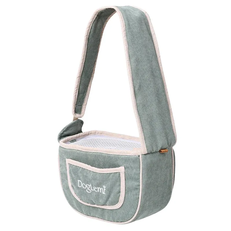 Pet Shoulder Bag - Lightweight Corduroy Travel Carrier