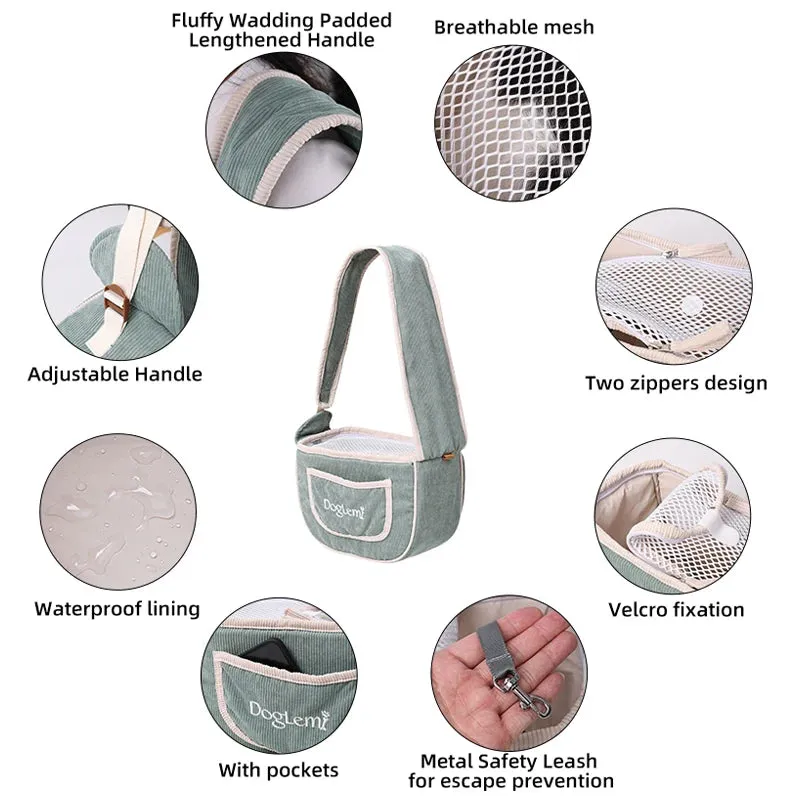 Pet Shoulder Bag - Lightweight Corduroy Travel Carrier
