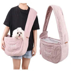Pet Shoulder Bag - Lightweight Corduroy Travel Carrier
