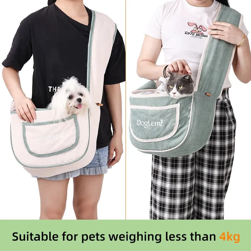 Pet Shoulder Bag - Lightweight Corduroy Travel Carrier