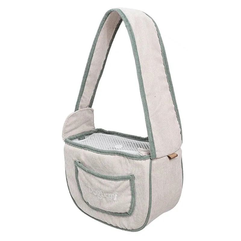 Pet Shoulder Bag - Lightweight Corduroy Travel Carrier