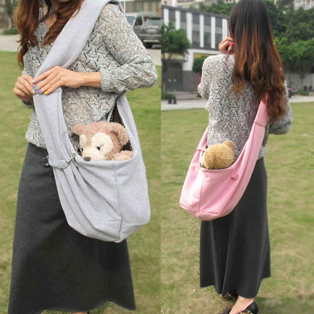 Pet Sling Carrier Bag Travel Tote for Cats Dogs, Up to 16 lbs (Gray)